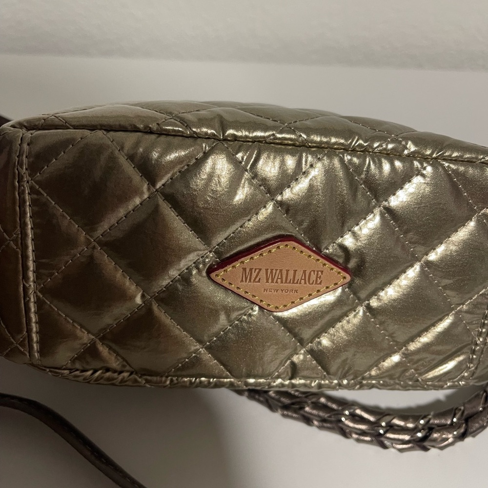 MZ Wallace Gold mini crosbit Quilted Crossbody Bag in color antique gold - Picture 6 of 9